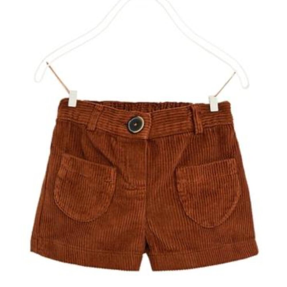 Zara Girls Caramel Brown Corduroy Shorts | Size 3/4 | 100% Cotton Neutral